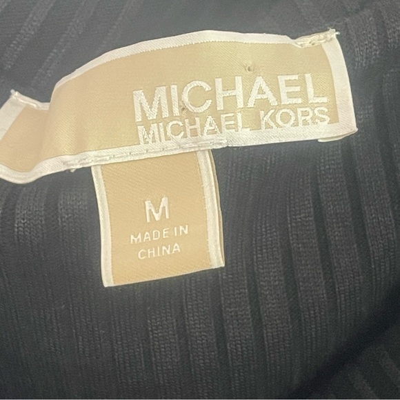 Michael Kors off shoulder ribbed midi bodycon black party cocktail dress Size M - Picture 14 of 15